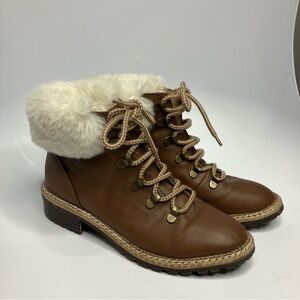 Express faux leather lace up boots size 7